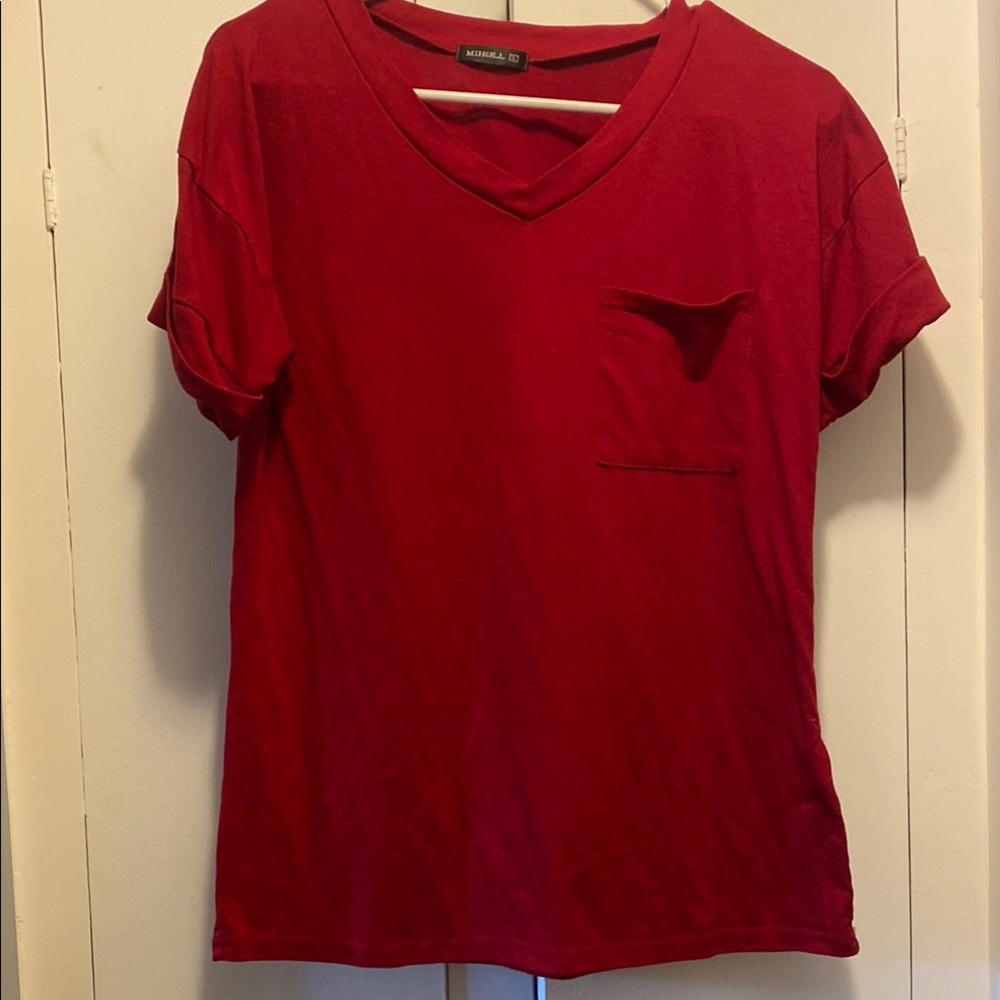 Amazon Red Fitted Short Sleeve T-Shirt